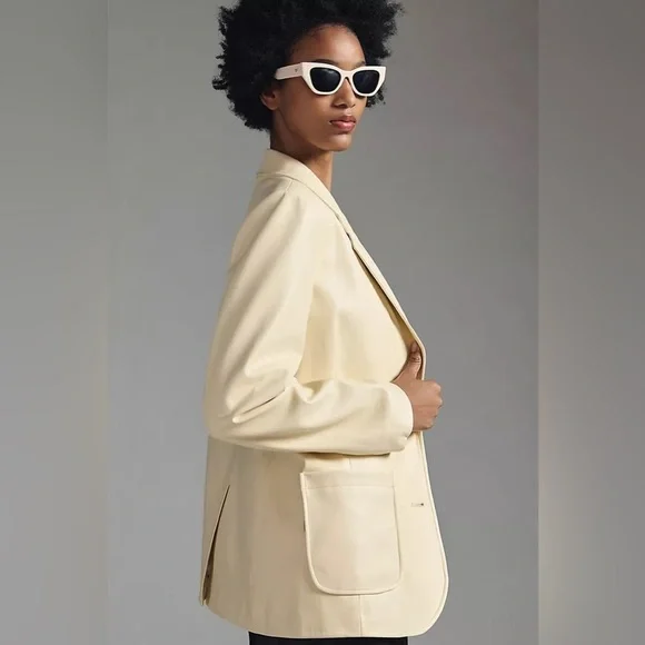 NWT By Anthropologie Faux Leather Blazer - Picture 5 of 6